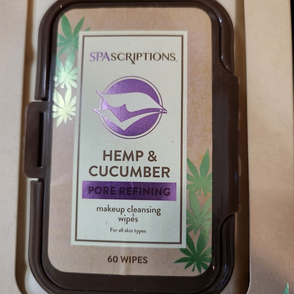 SpaScriptions Hemp & Rose Peel-Off Mask & Hemp + Cucumber Makeup Wipes Set New - Picture 2 of 4